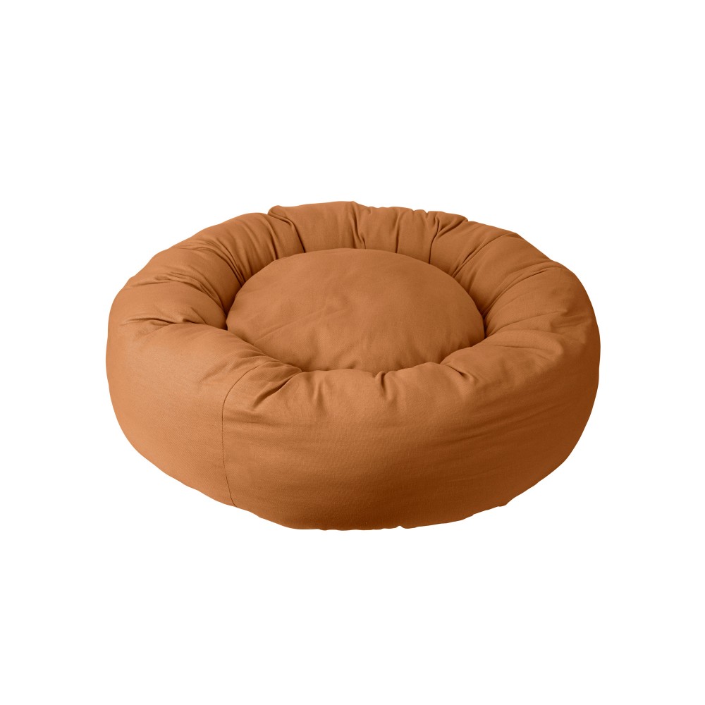 coussin rond chien tissu bio hygge couleur camel