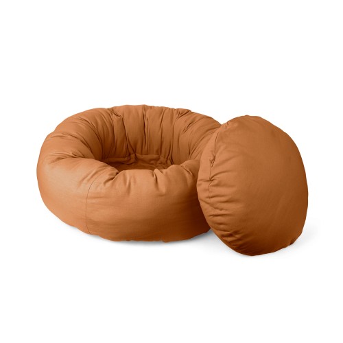 coussin rond donut chien couleur camel