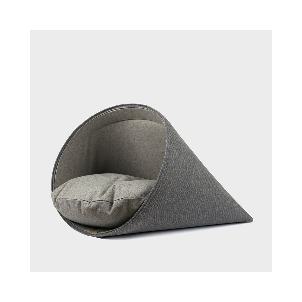 Swida - Coussin niche design et cosy, tissu gris