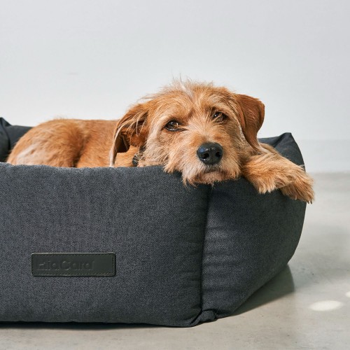 Lit chien luxe hexagonal en tissu anthracite, MiaCara Felice - Bagane