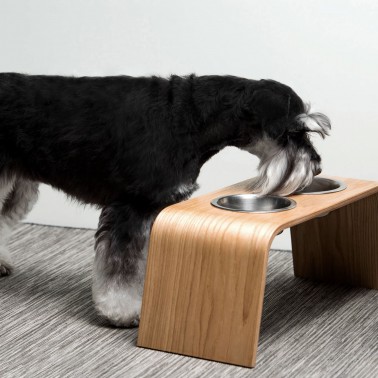 grande gamelle chien en bois chene