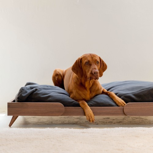 Canapé chien design en bois et coussin moelleux amovible, Kan - Bagane