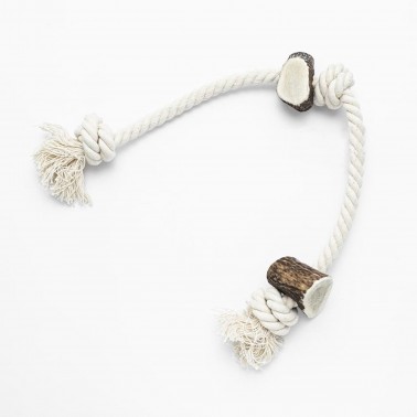 Lelu - Jouet en corde naturelle pour chien avec bois de cerf naturel