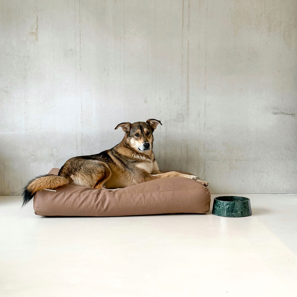 Coussin grand chien à mémoire de forme en tissu mocca, Star - Bagane