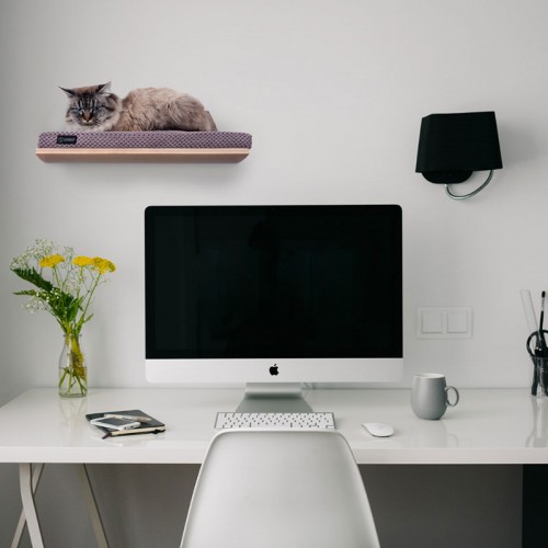 Etagère hamac design pour chat coussin taupe Kissa