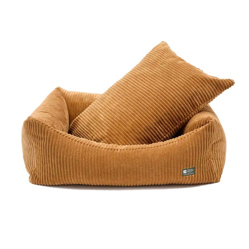 panier chien chat déhoussable velours côtelé bronze