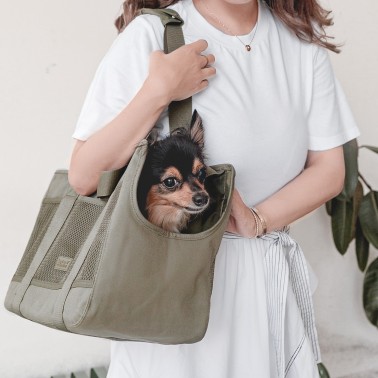 sac de transport chien vert kaki