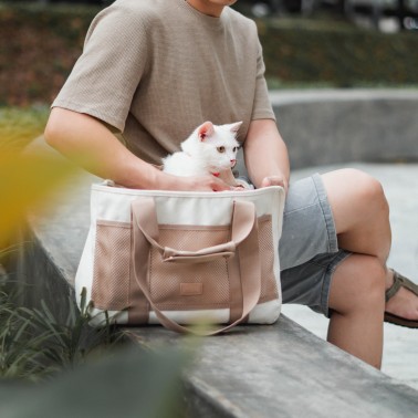 sac de transport chat nude rose blanc