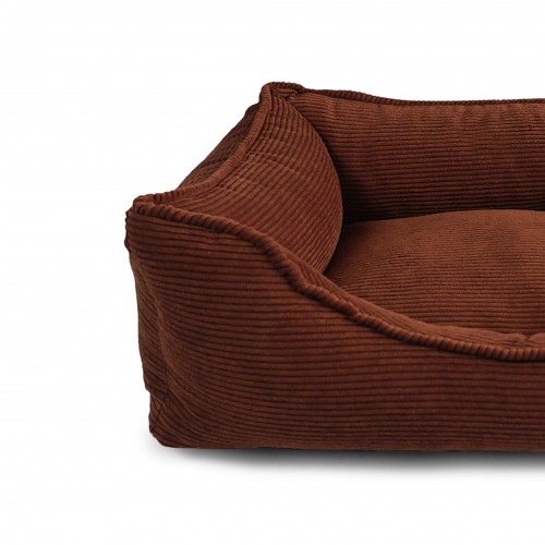 panier chien chat haut de gamme housse velours côtelé rouille tendance 2025