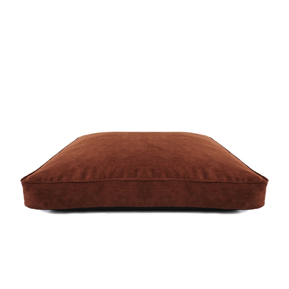lit chien luxe velours côtelé rouille déco