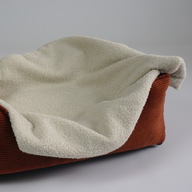 couverture luxe bouclette chien chat blanc crème