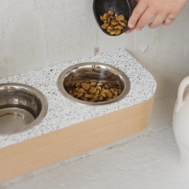 gamelle chien déco bois terrazzo