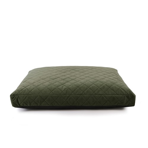 coussin lit chien luxe kaki motif carreaux