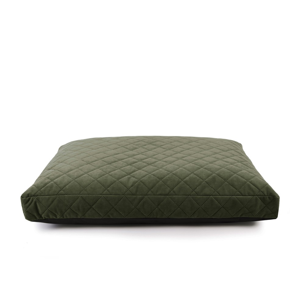 coussin lit chien luxe kaki motif carreaux