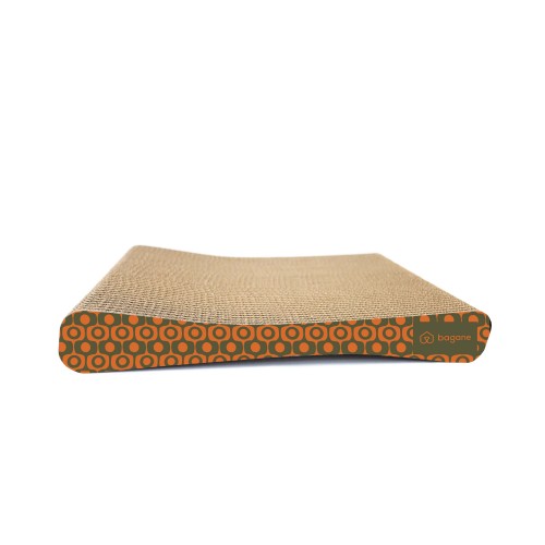 griffoir chat déco rétro orange et vert 70s Bagane
