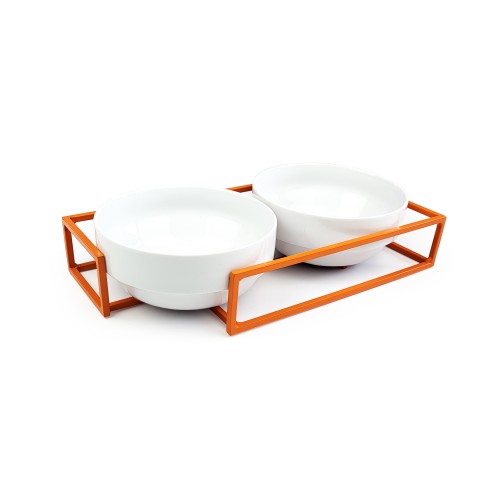 gamelle design chien orange métal