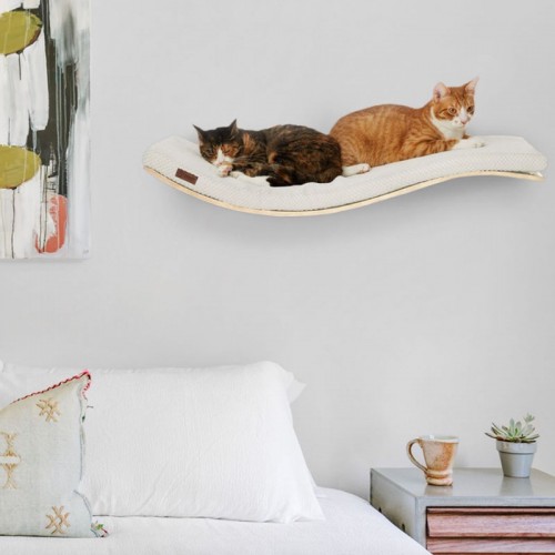 Hamac pour chat design bois et blanc Aalto