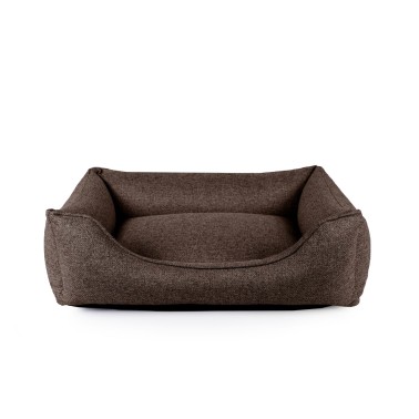 Dauphine - Panier pour chien / chat de luxe, orthopédique et déhoussable, en tissu chocolat