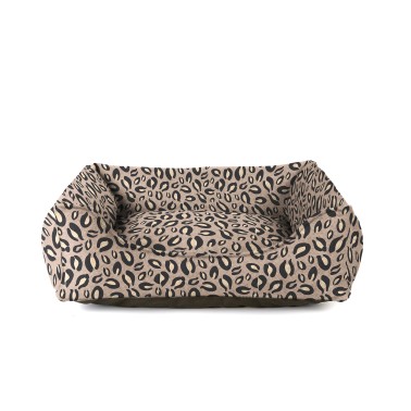 Panier chien léopard Montaigne Bagane rose nude