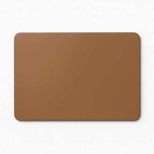 tapis pour gamelle chien chat en simili cuir marron cognac
