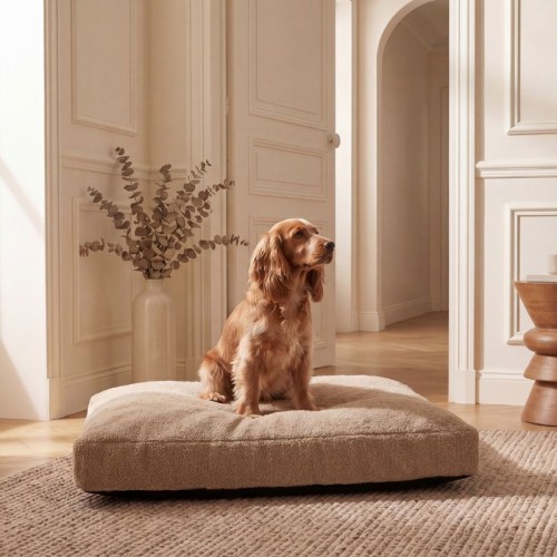 lit pour chien bouclette beige qualité orthopédique bagane