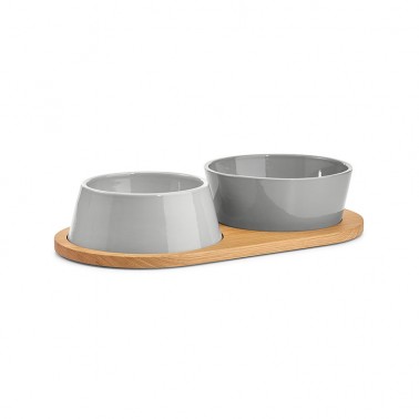 Gamelle design pour chien Miacara Doppio gris béton