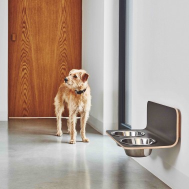 Gamelle design suspendu pour chien Miacara Arco gris béton