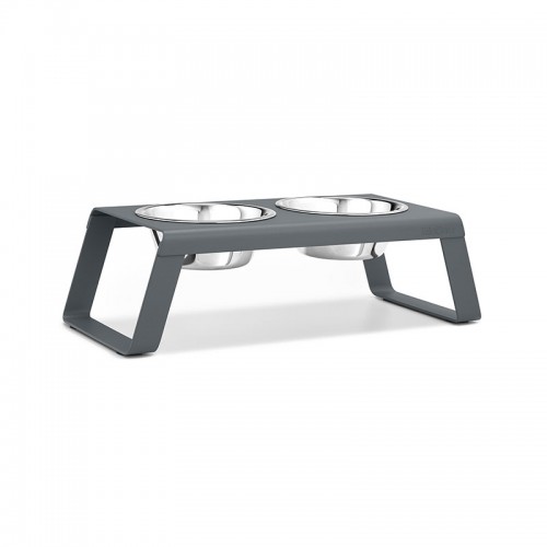 Gamelle design pour chien Miacara Desco métal gris