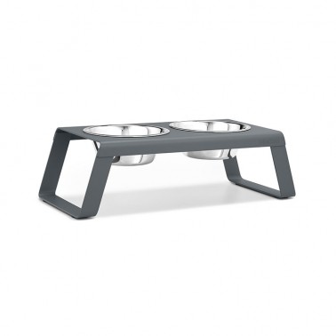 Gamelle design pour chien Miacara Desco métal gris
