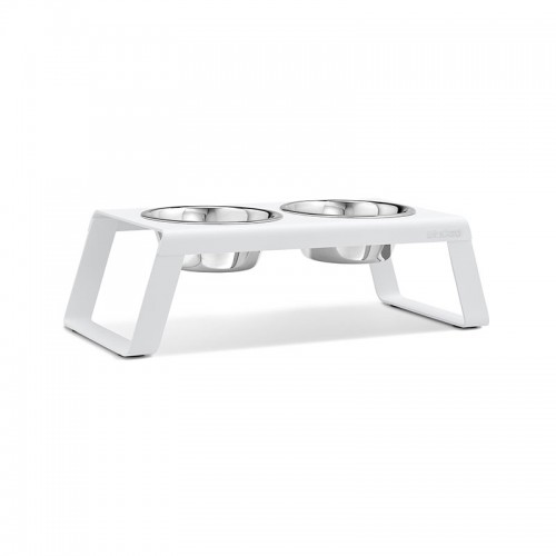 Gamelle design pour chien Miacara Desco métal blanc taille M