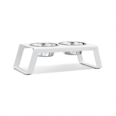 Gamelle design pour chien Miacara Desco métal blanc taille M