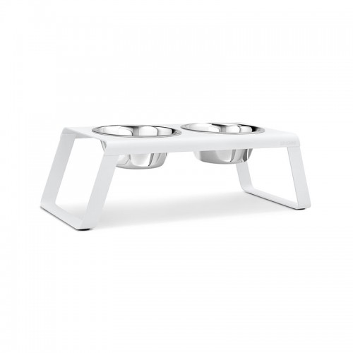 Gamelle design pour chien Miacara Desco métal blanc taille L