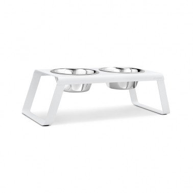 Gamelle design pour chien Miacara Desco métal blanc taille L