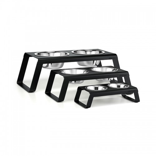 3 tailles gamelle design pour chien Miacara Desco métal noir